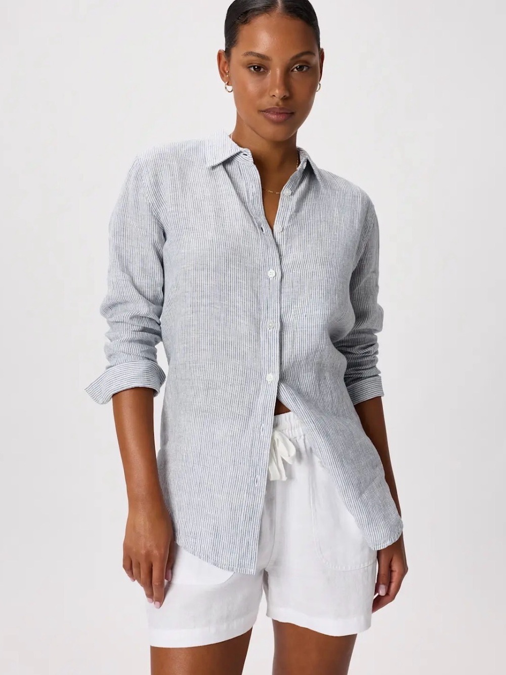 Quince Blue and White Pinstripe Button-Down Shirt